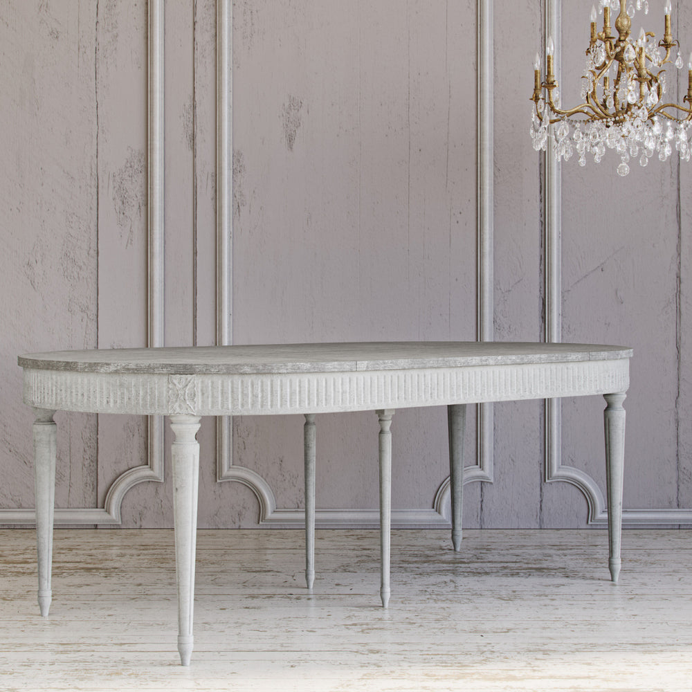 Buy Extendable Gustavian Dining Table | Gray-Finished Wood Legs