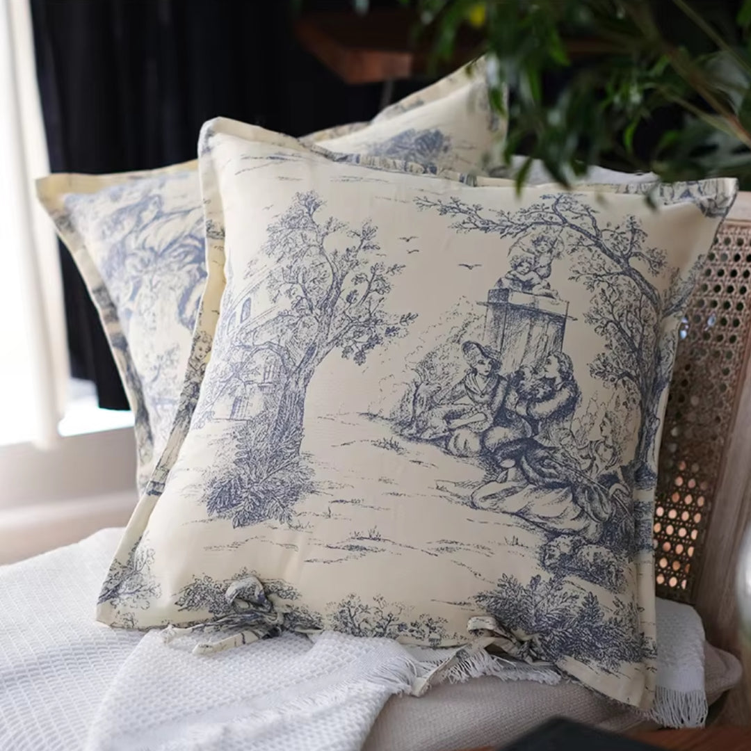 Soft Furnishings - French Jacquard Woven Toile De Jouy Pillow Cover