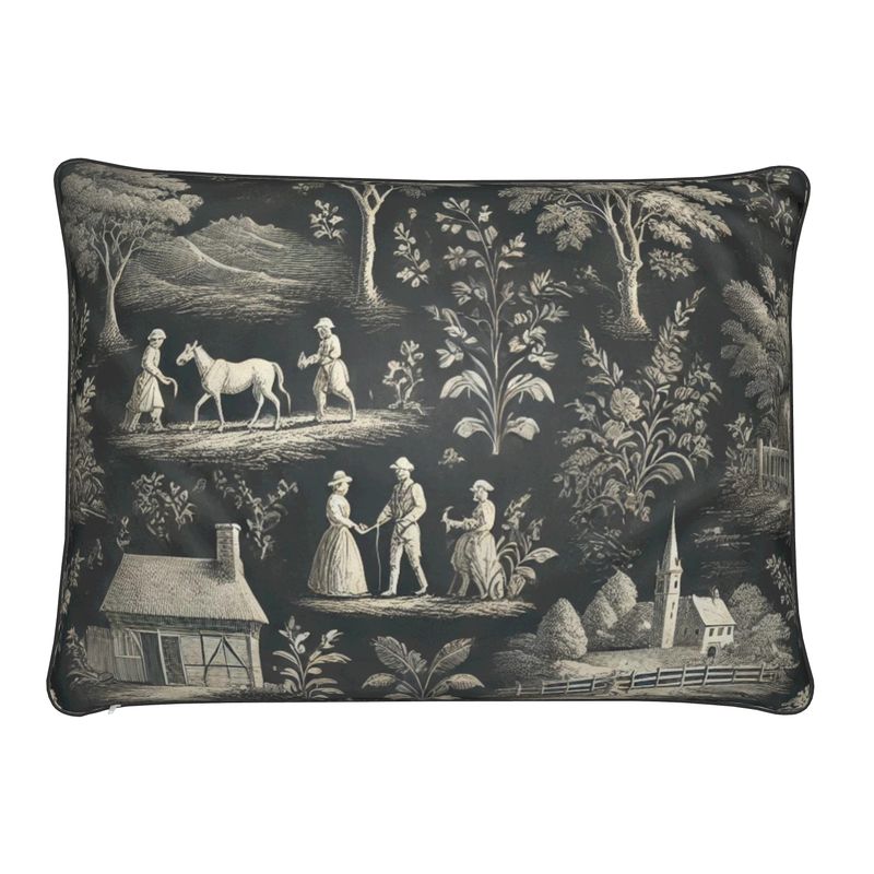 Soft Furnishings - Dark Grey Toile Cushions - Rectangle