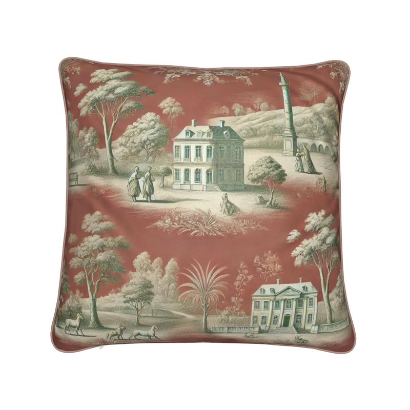 Soft Furnishings - Vert Corail French Toile Pillow - Square