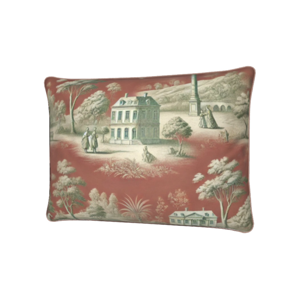 Soft Furnishings - Vert Corail French Toile Pillow - Rectangle