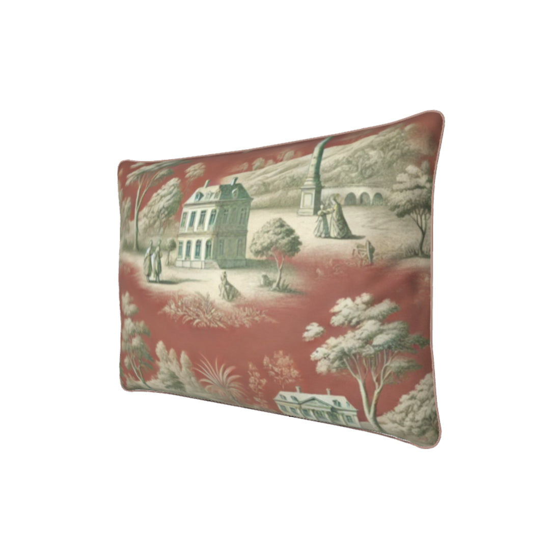 Soft Furnishings - Vert Corail French Toile Pillow - Rectangle