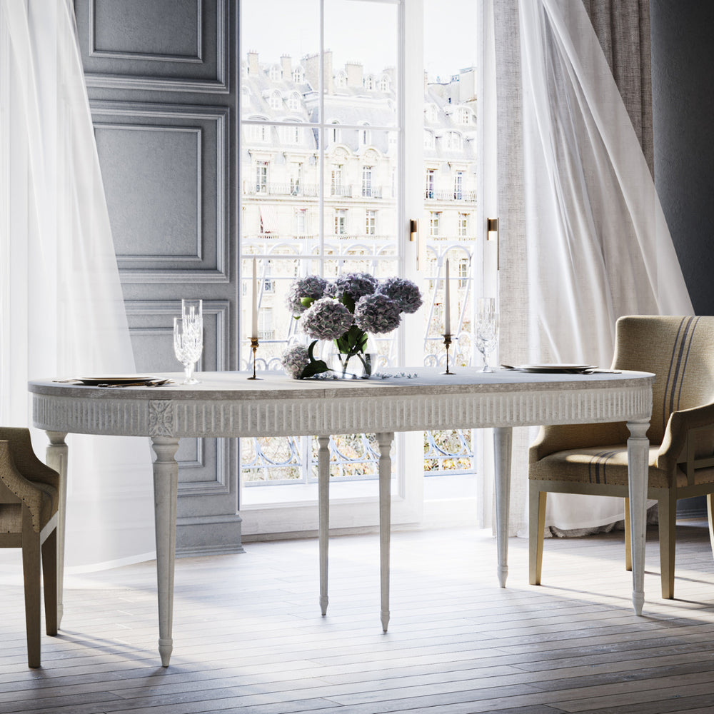 Buy Extendable Gustavian Dining Table | Gray-Finished Wood Legs