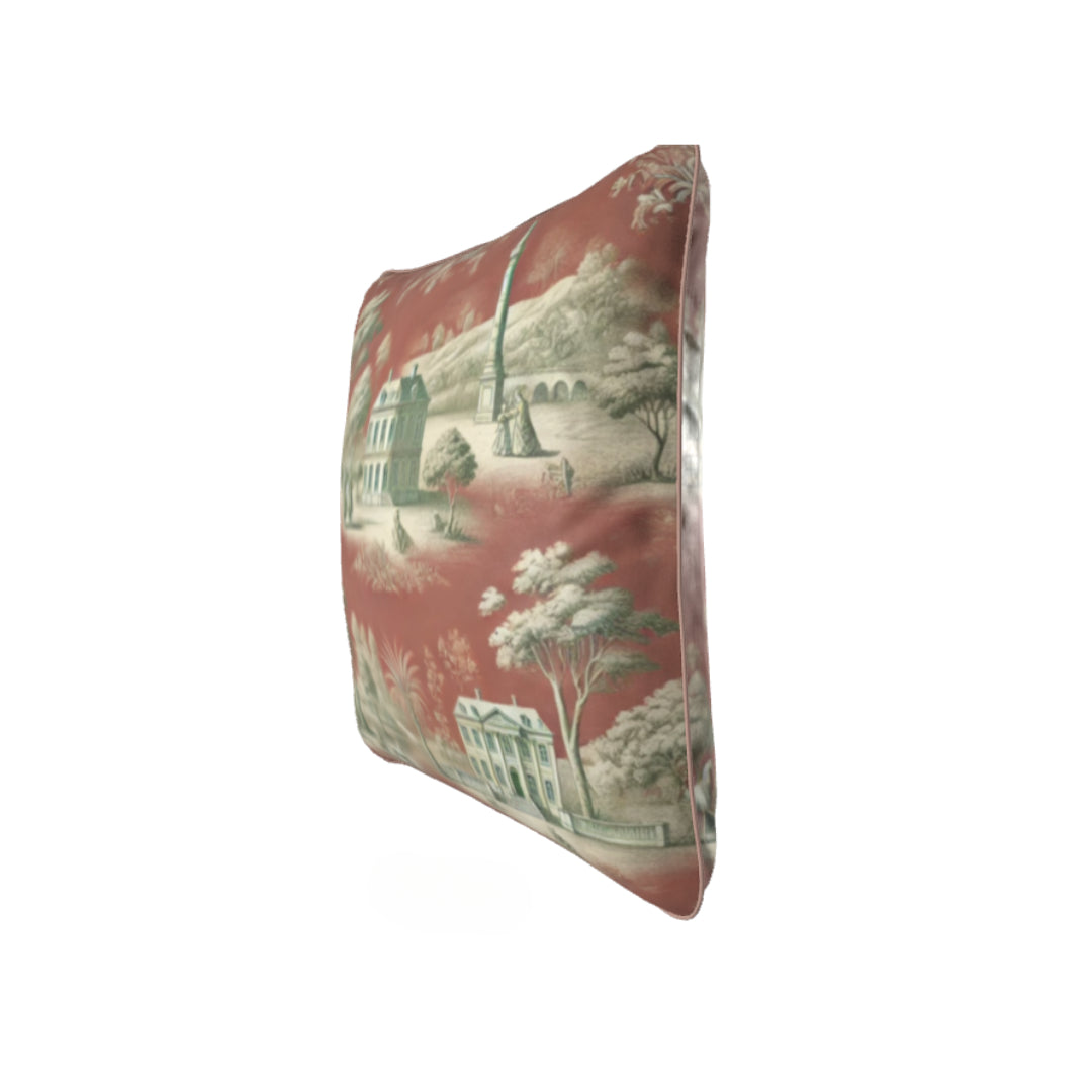 Soft Furnishings - Vert Corail French Toile Pillow - Square