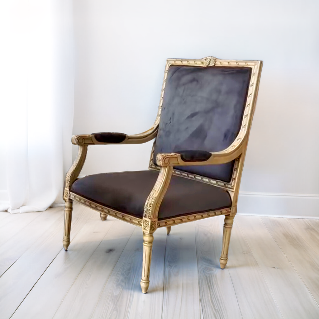 The Élise Armchair (Charcoal Velvet)